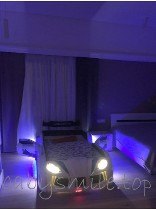 Ліжко машина - з м'якою спинкою Ауді біла 190х90 см